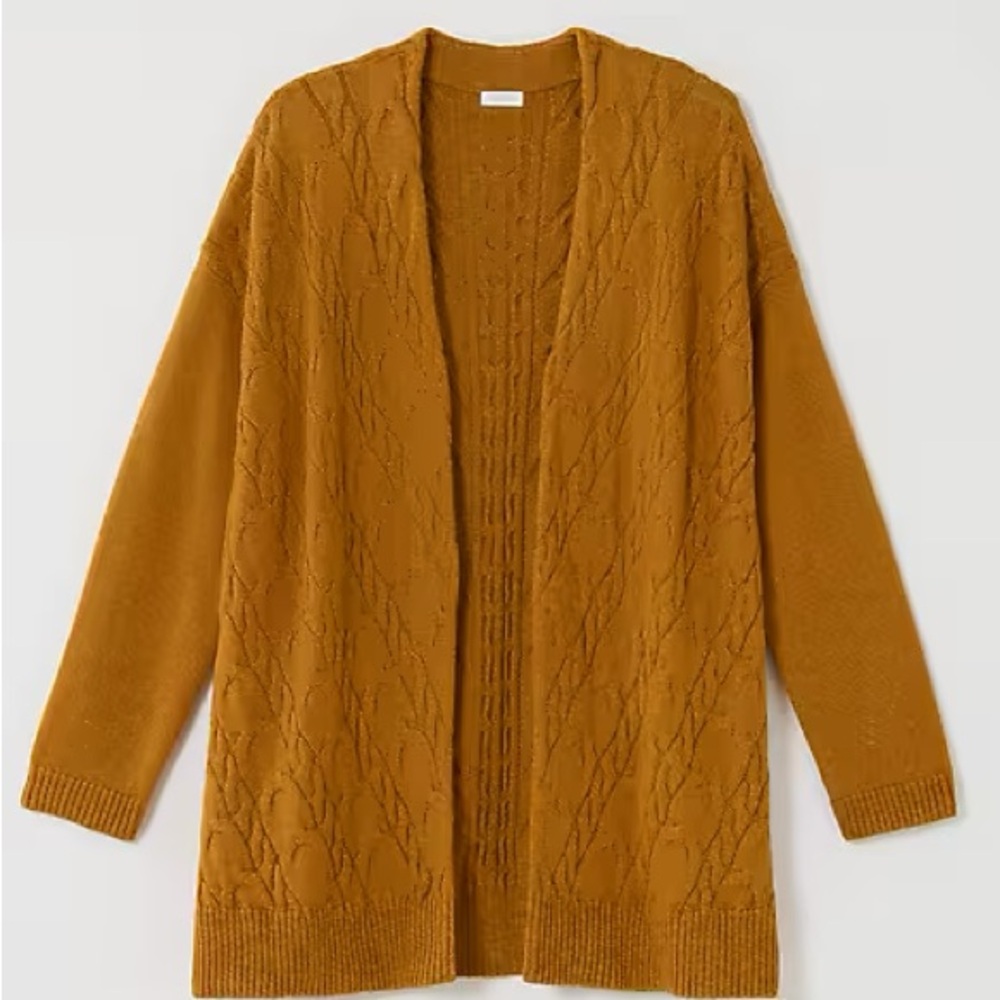 J Jill Pure Jill Cabled Open-Front Cardigan Tiger Eve NWT LARGE Retail Tags $129